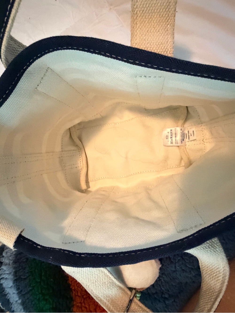 Lands' End Navy, White & Burgundy Striped Tote with Appliqué Dachshund - Picture 7 of 7